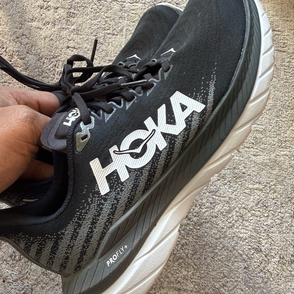Hoka Men's Black and White Athletic Shoes